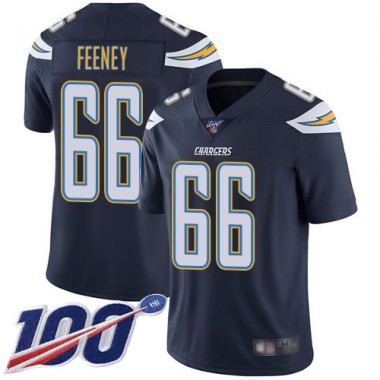 Los Angeles Chargers NFL Football Dan Feeney Navy Blue Jersey Men Limited 66 Home 100th Season Vapor Untouchable